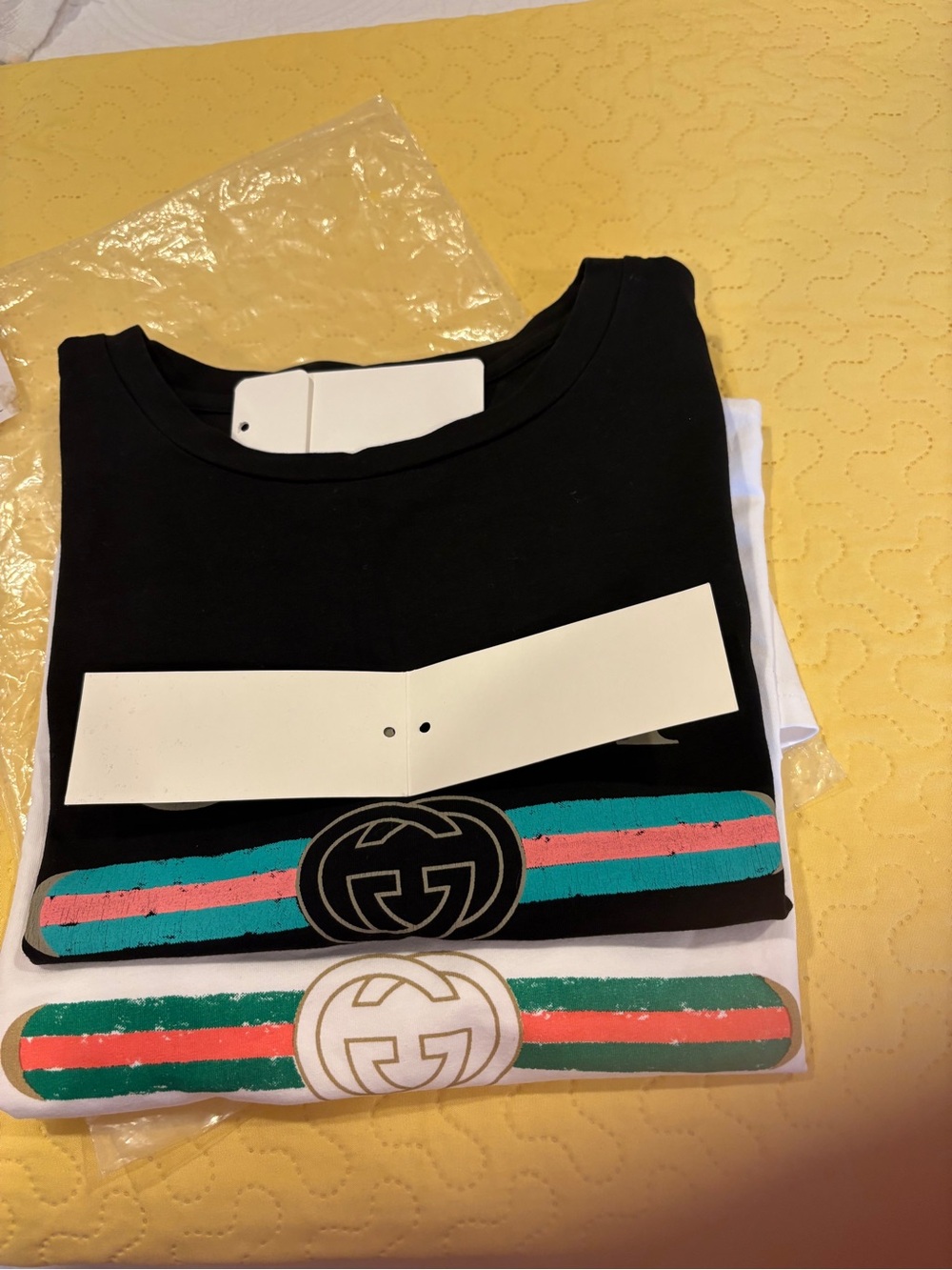 Black and white woman Tee with Green and Pink Stripe Accent